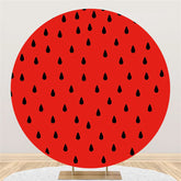 Lofaris Black Raindrops Round Red Backdrop For Birthday Party